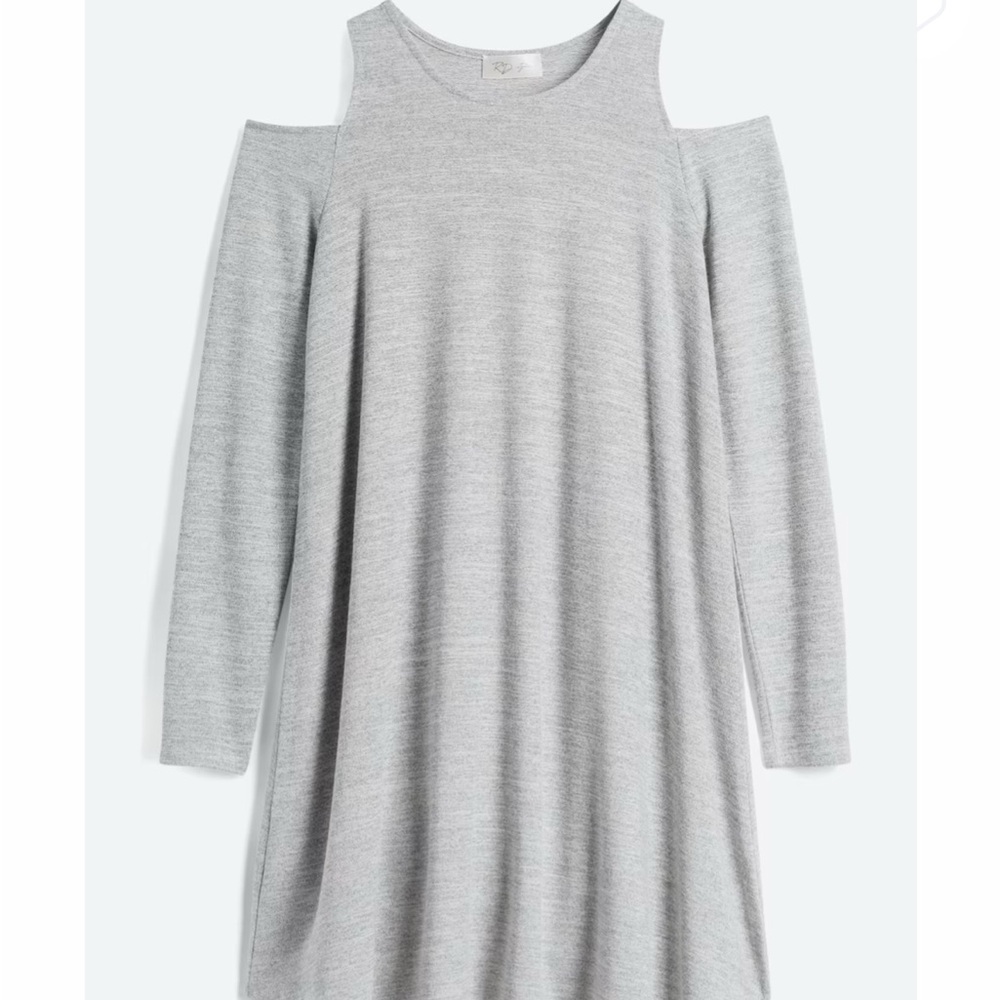 Gray Cold Shoulder Knit Dress